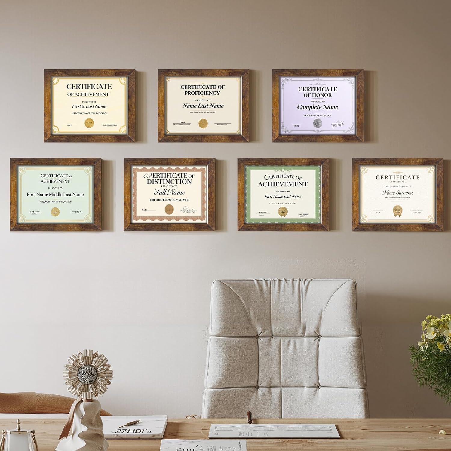 Certifications wall at Smile Essentials Dental Clinic